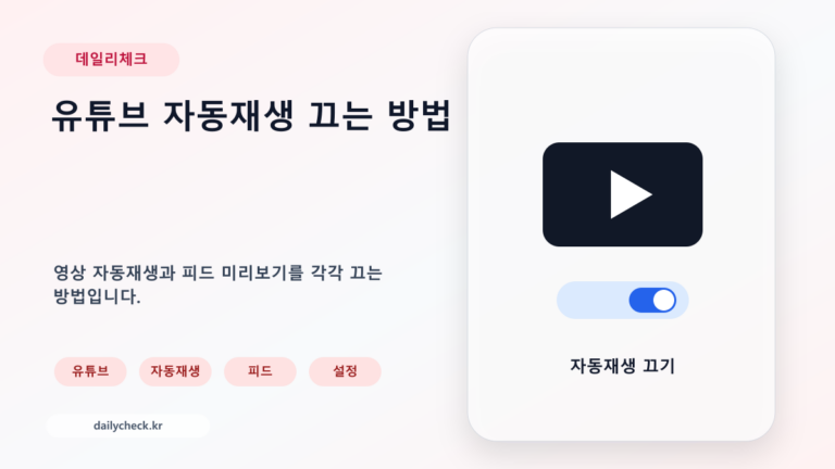 유튜브 자동재생 끄는 방법을 보여주는 가로형 대표 이미지