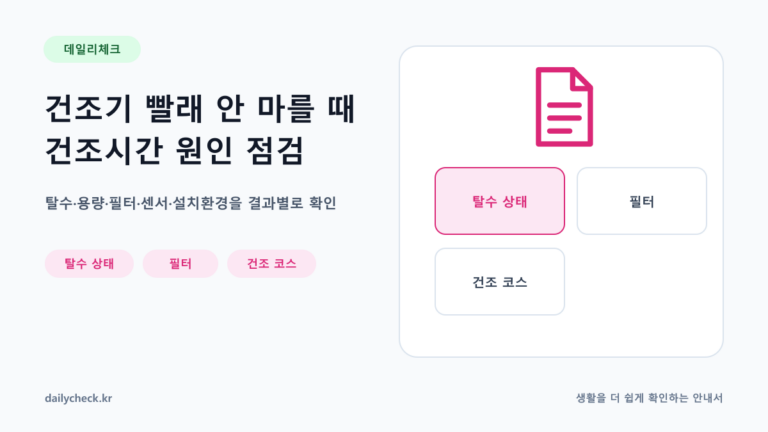 건조기 빨래 안 마를 때 건조시간 원인 점검 내용을 설명하는 가로형 대표 이미지